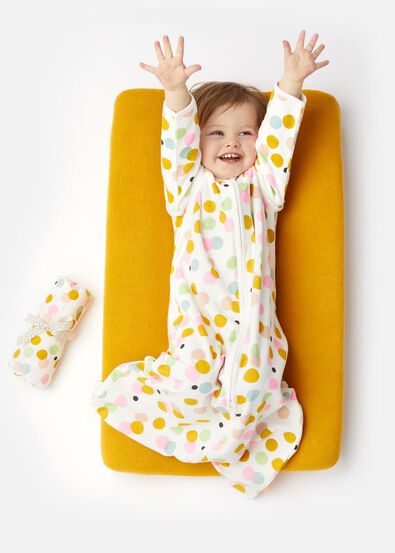 Baby-Schlafsack mit Bambus – Ärmel abnehmbar – ungepolstert – Punkte weiß weiß - 1000018085 - HEMA