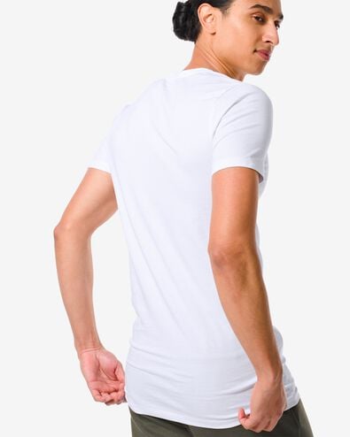 Herren-T-Shirt, Slim Fit, tiefer V-Ausschnitt, extralang weiß M - 34292736 - HEMA