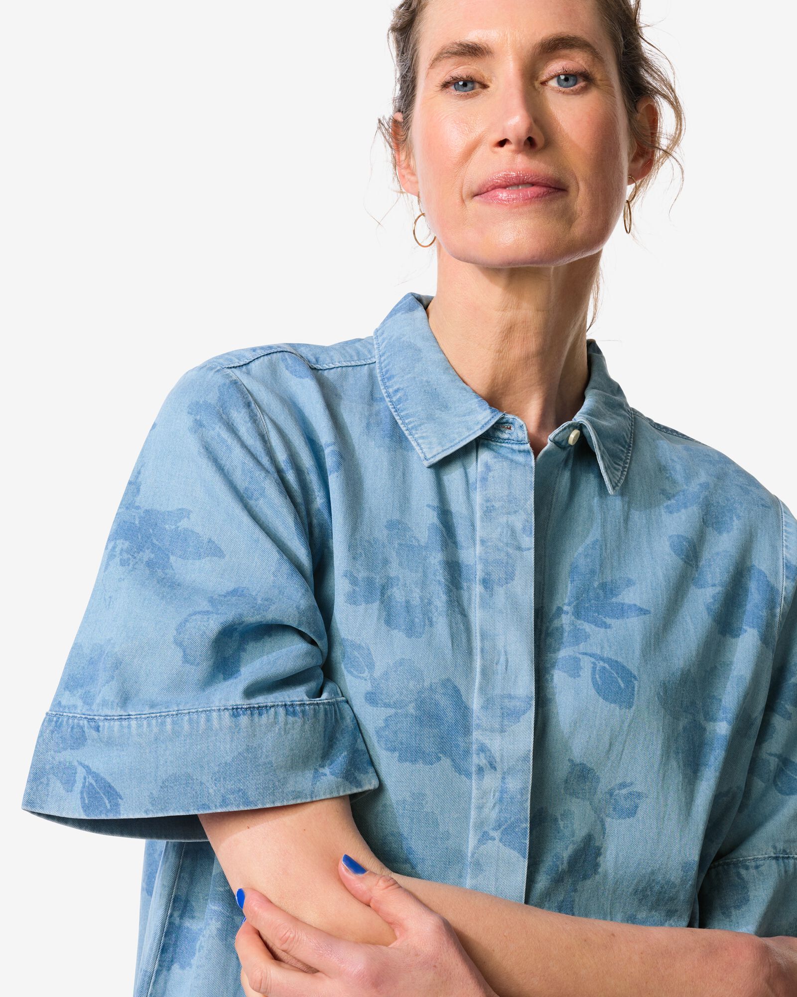 robe femme large fleurs denim denim - 36208770DENIM - HEMA