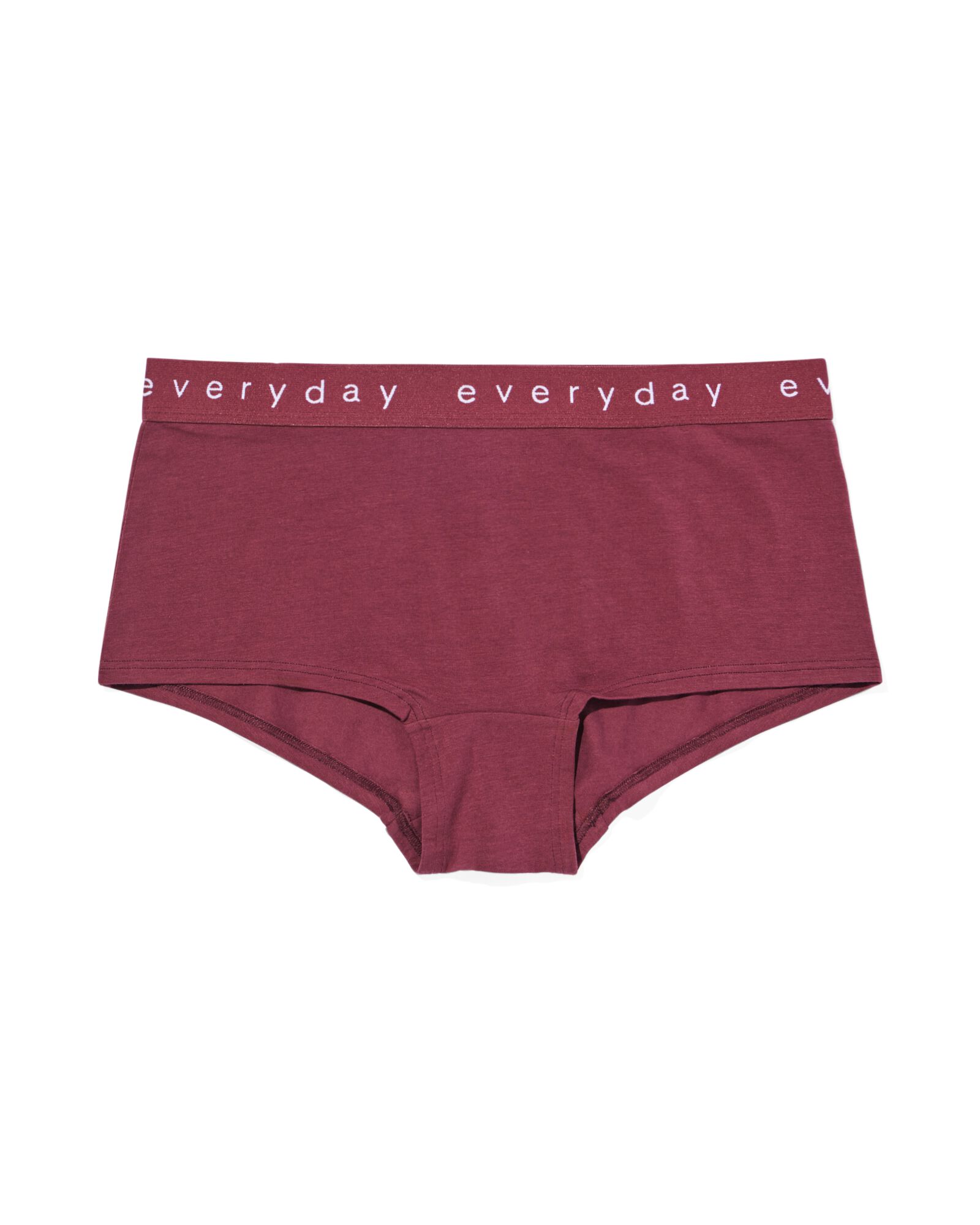 Damen-Boxershorts aus Baumwolle mit &bdquo;everyday&ldquo; auf dem Bund bordeauxrot - 19641425BURGUNDYRED - HEMA