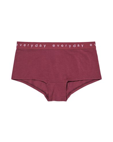 Damen-Boxershorts aus Baumwolle mit &bdquo;everyday&ldquo; auf dem Bund bordeauxrot - 19641425BURGUNDYRED - HEMA
