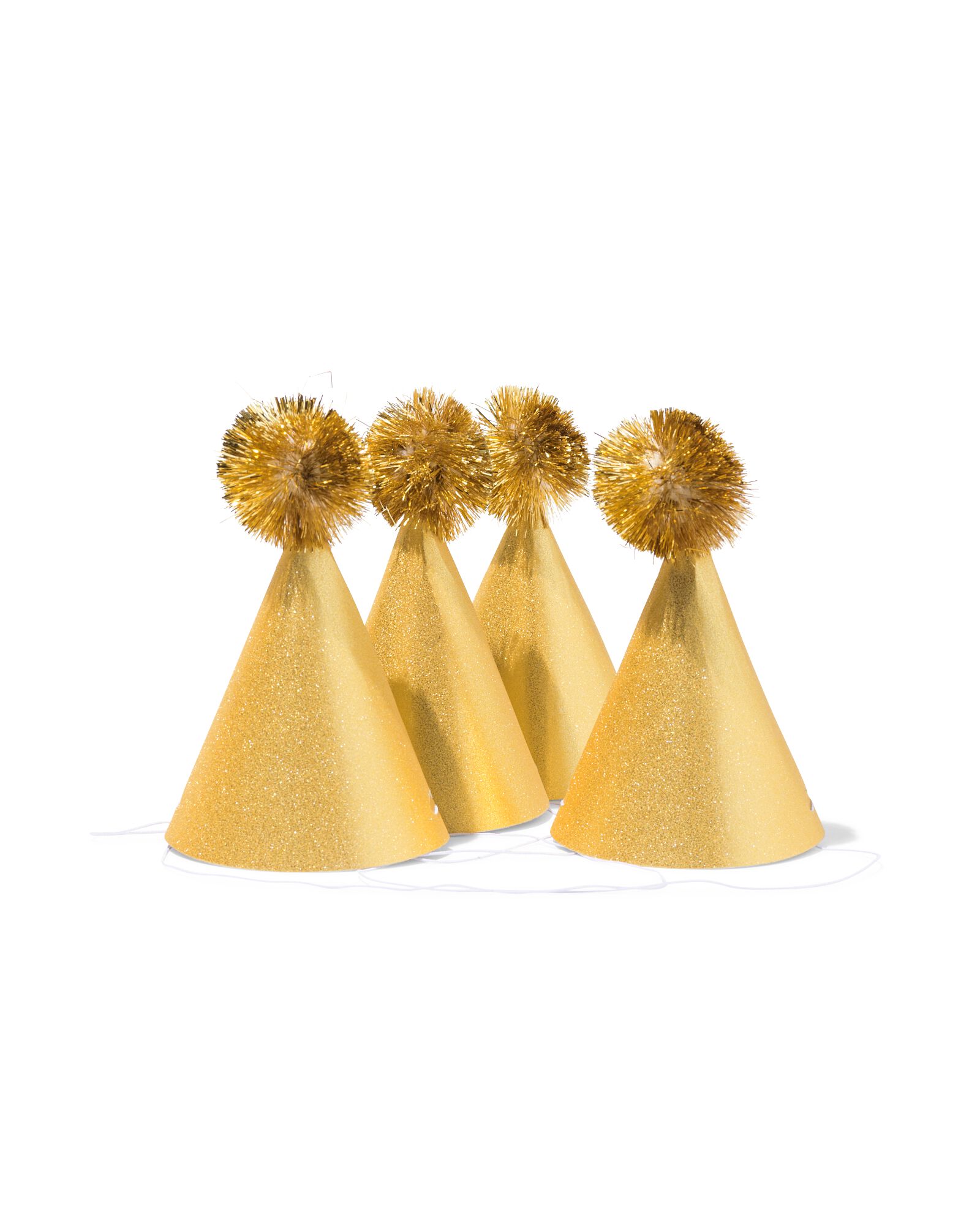 Partyh&uuml;te mit Pompons, Gold &ndash; 4 St&uuml;ck - 14250139 - HEMA