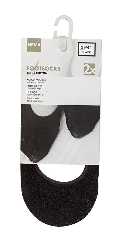 2 paires de socquettes femme en tissu éponge noir noir - 1000001217 - HEMA