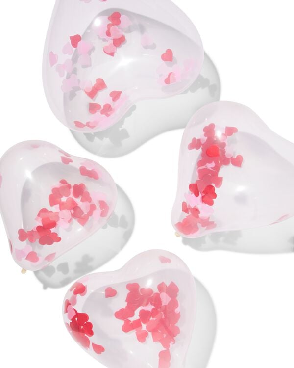 ballons confettis 30 cm c&oelig;ur - lot de 6 - 14260080 - HEMA