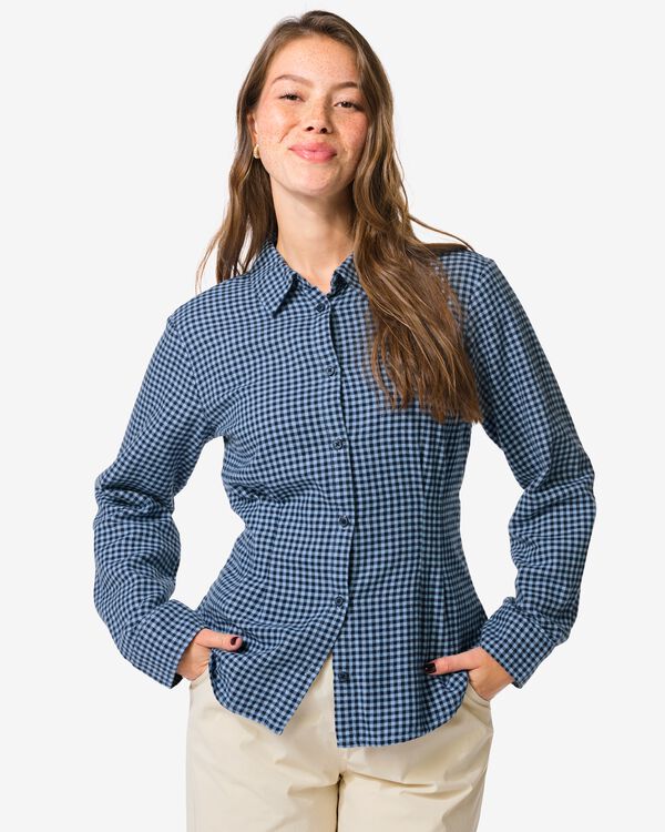 surchemise femme donna flanelle &eacute;cossaise bleu - 36205180BLUE - HEMA