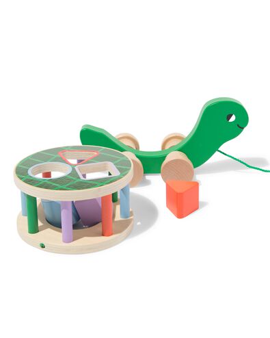 trekdier schildpad met geluid 22x15.5x10cm hout - 15100230 - HEMA