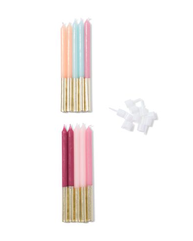 Tortenkerzen 16 cm Pastell mit Gold &ndash; 10 St&uuml;ck - 14250325 - HEMA
