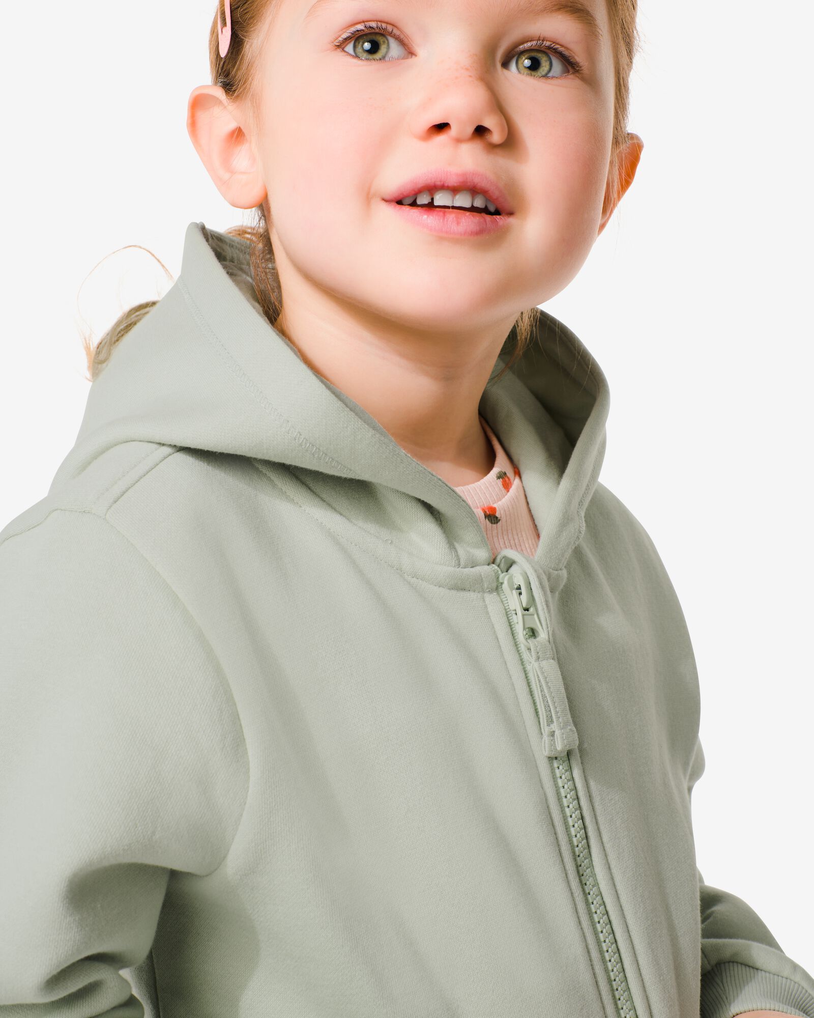 gilet sweat enfant avec capuche vert clair - 1000030772 - HEMA