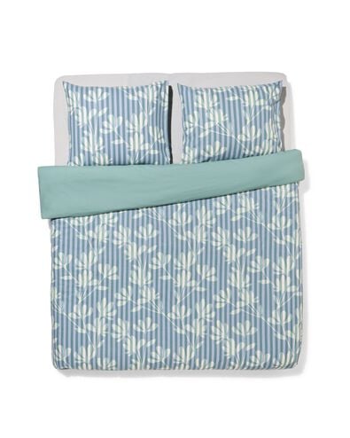 housse de couette 240x200/220cm coton doux ray&eacute; vert-bleu - 5720206 - HEMA