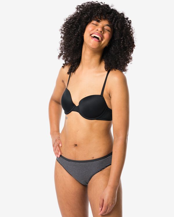 2 slips femme coton stretch noir/blanc noir/blanc - 19620900BLACKWHITE - HEMA