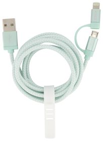 câble chargeur micro-USB et 8 broches - vert menthe - 39640031 - HEMA