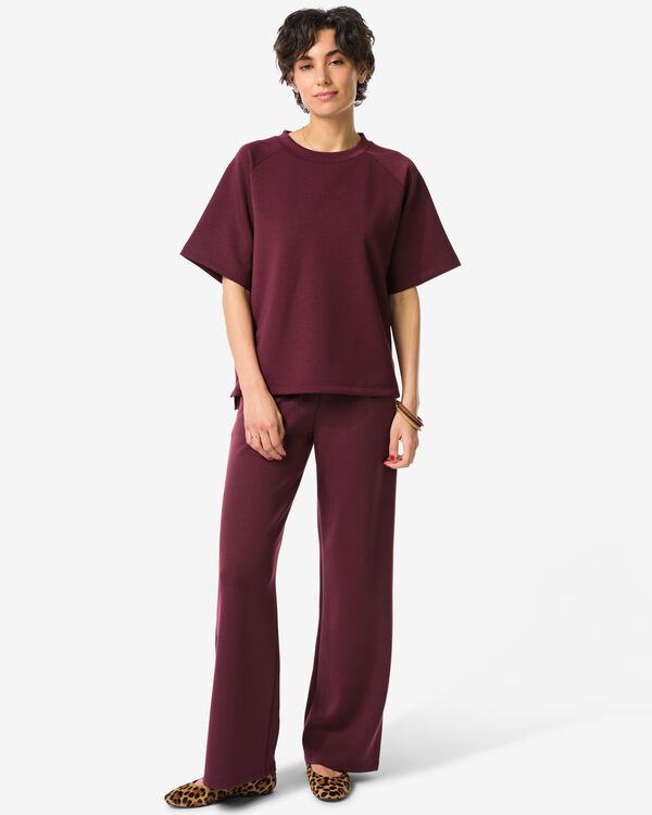 pantalon femme Elly regular fit jersey bordeaux bordeaux - 36206860BURGUNDYRED - HEMA