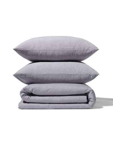 dekbedovertrek chambray 200x200/220 lichtgrijs - 5790228 - HEMA