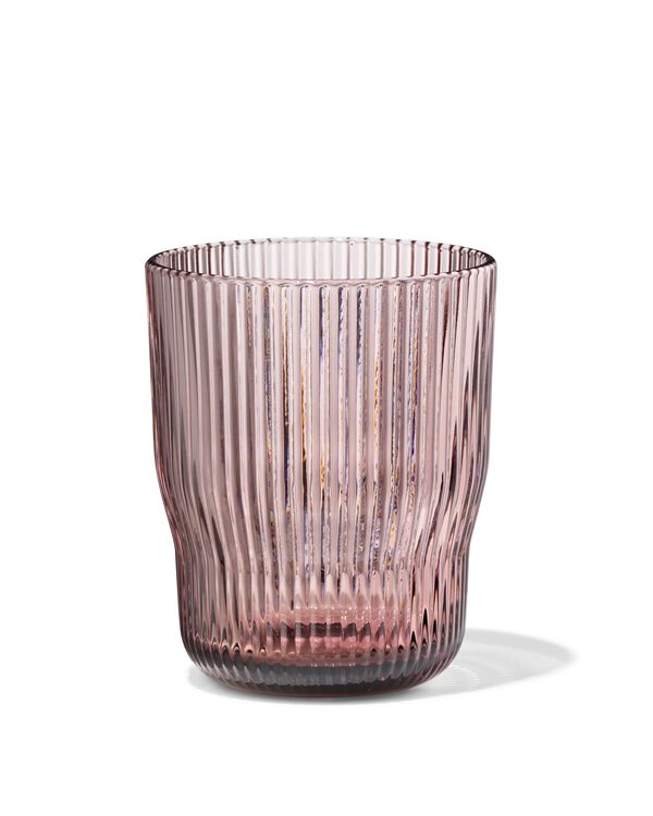 verre &agrave; eau 270ml verre Bergen relief rayures rouge bordeaux - 9401172 - HEMA