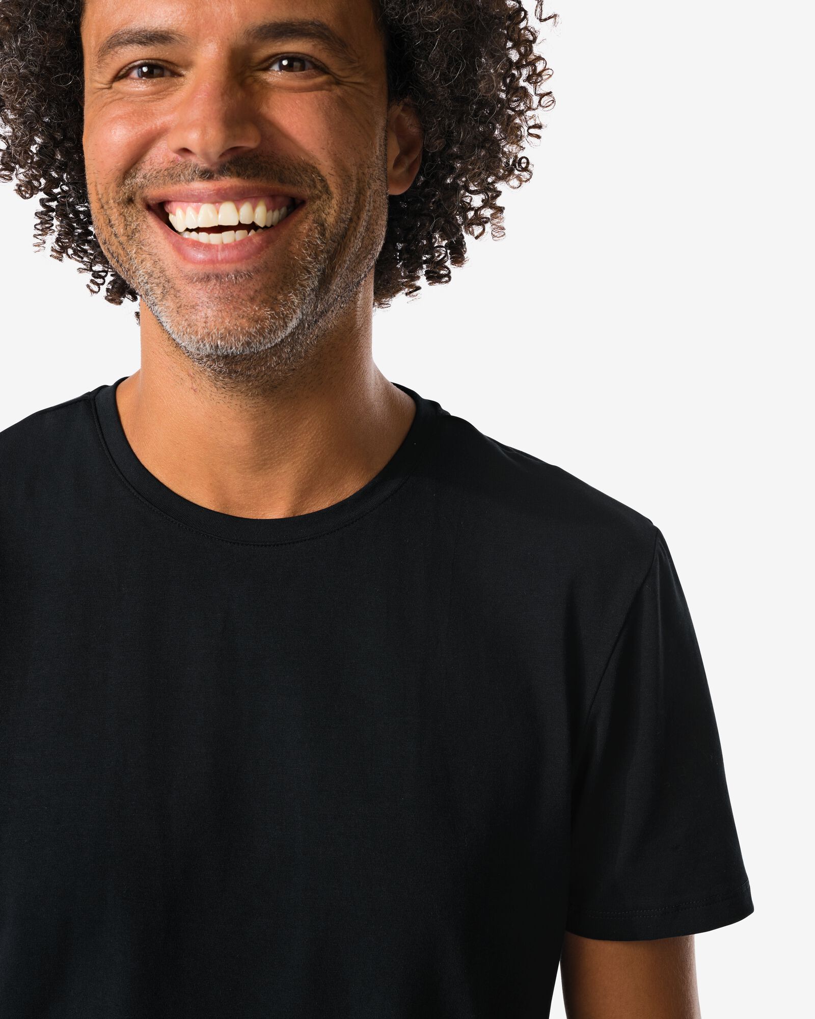 heren T-shirts slimfit o-hals extra lang - 2 stuks zwart zwart - 34290590BLACK - HEMA