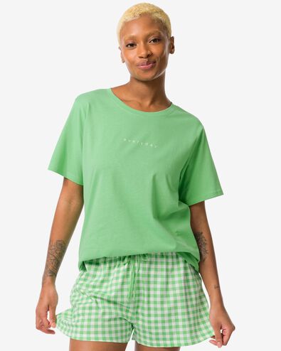 pyjacourt femme coton vert XL - 23480204 - HEMA