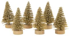 6 mini arbres de Noël dorés - 25350002 - HEMA