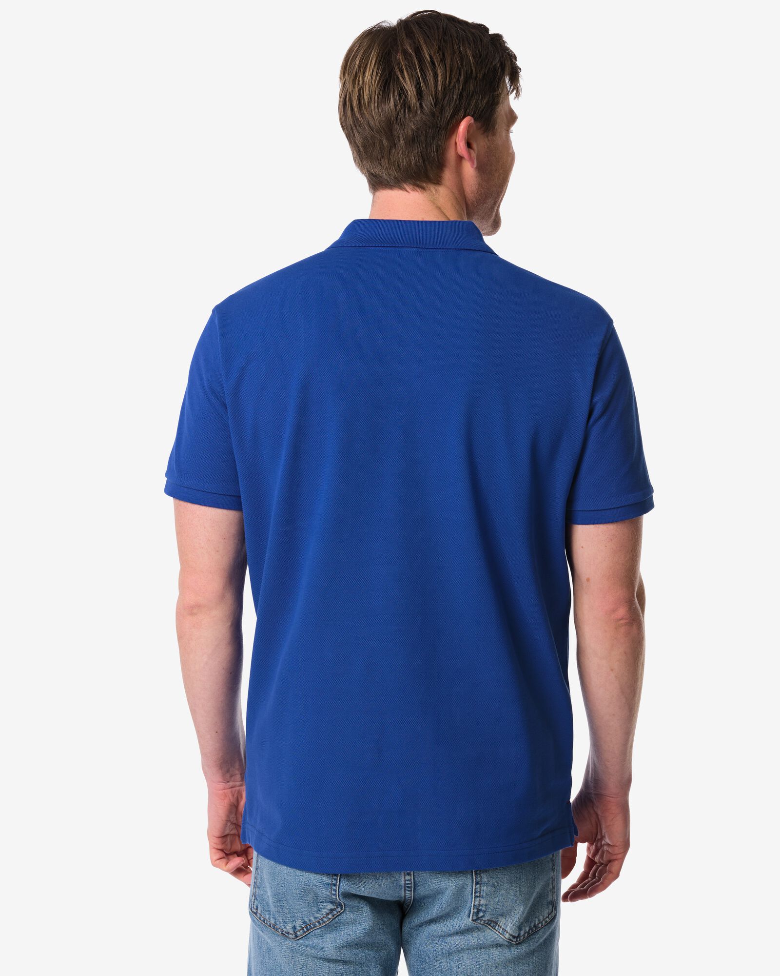 herenpolo Denton piqu&eacute; felblauw felblauw - 2140330BRIGHTBLUE - HEMA