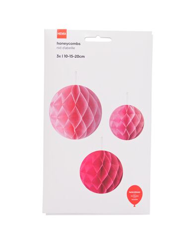 boules nid d'abeille roses - lot de 3  - 14250125 - HEMA
