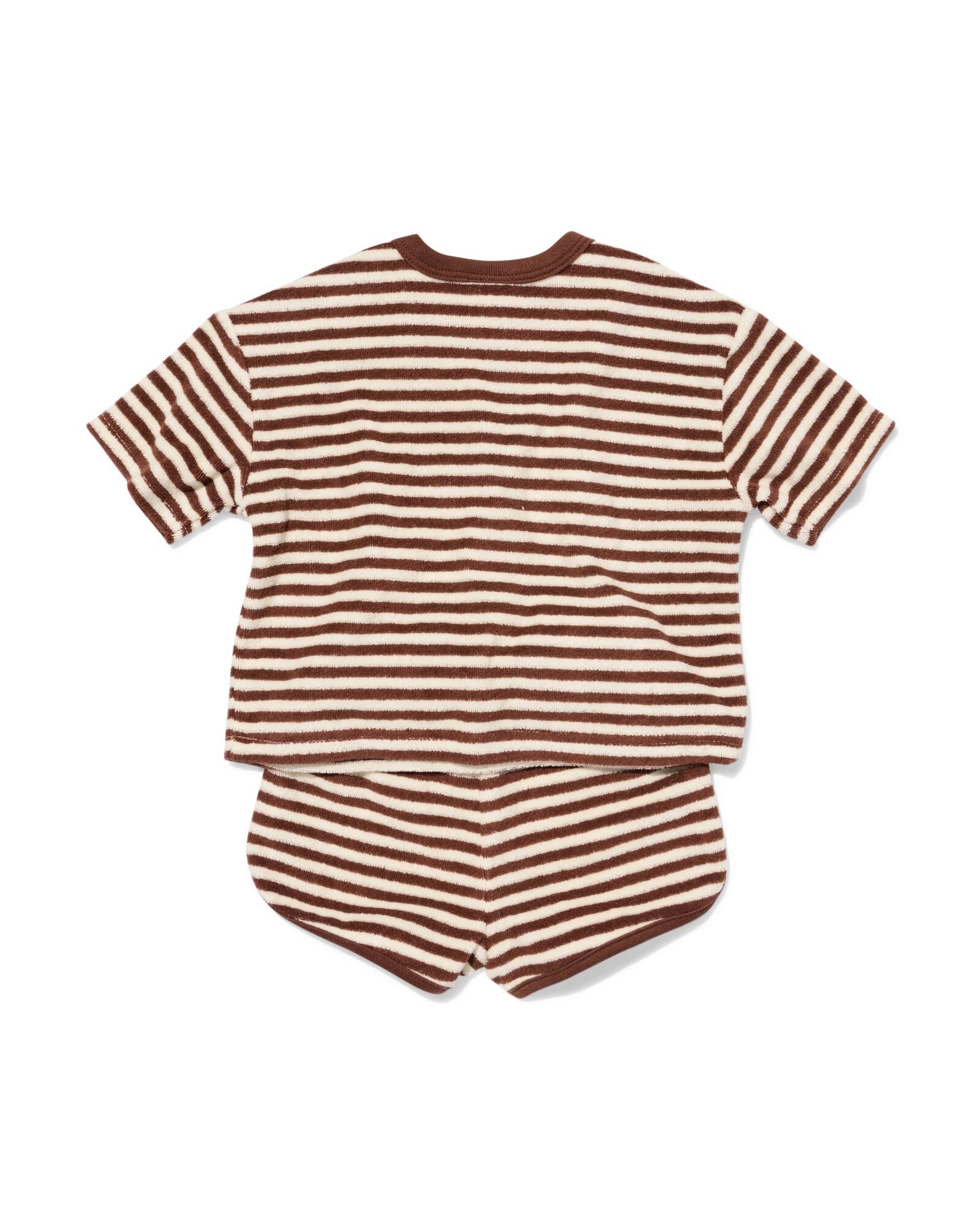 babykledingset badstof strepen bruin bruin - 33139980BROWN - HEMA