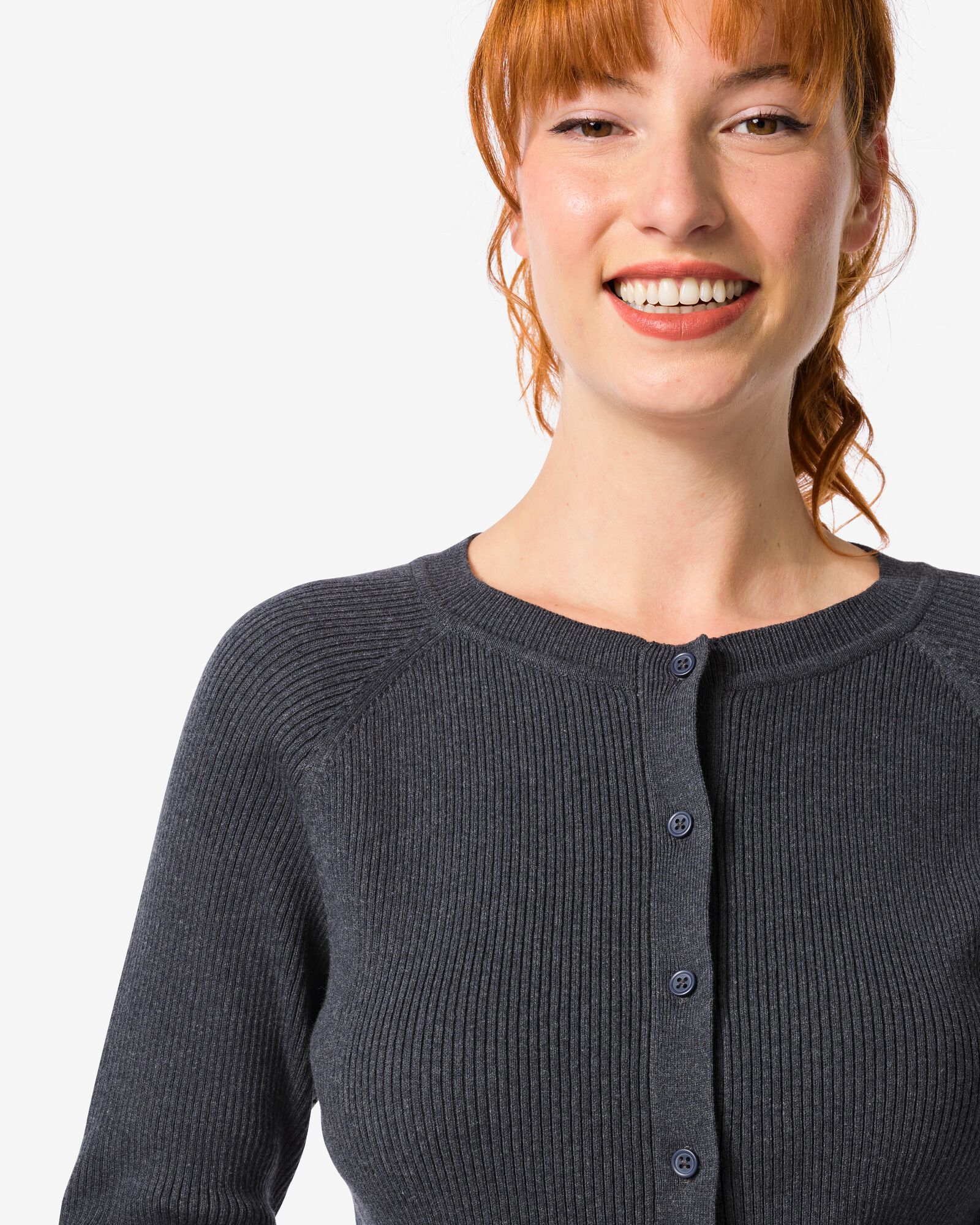 gilet maill&eacute; et c&ocirc;tel&eacute; pour femmes bleu fonc&eacute; - 36272460DARKBLUE - HEMA