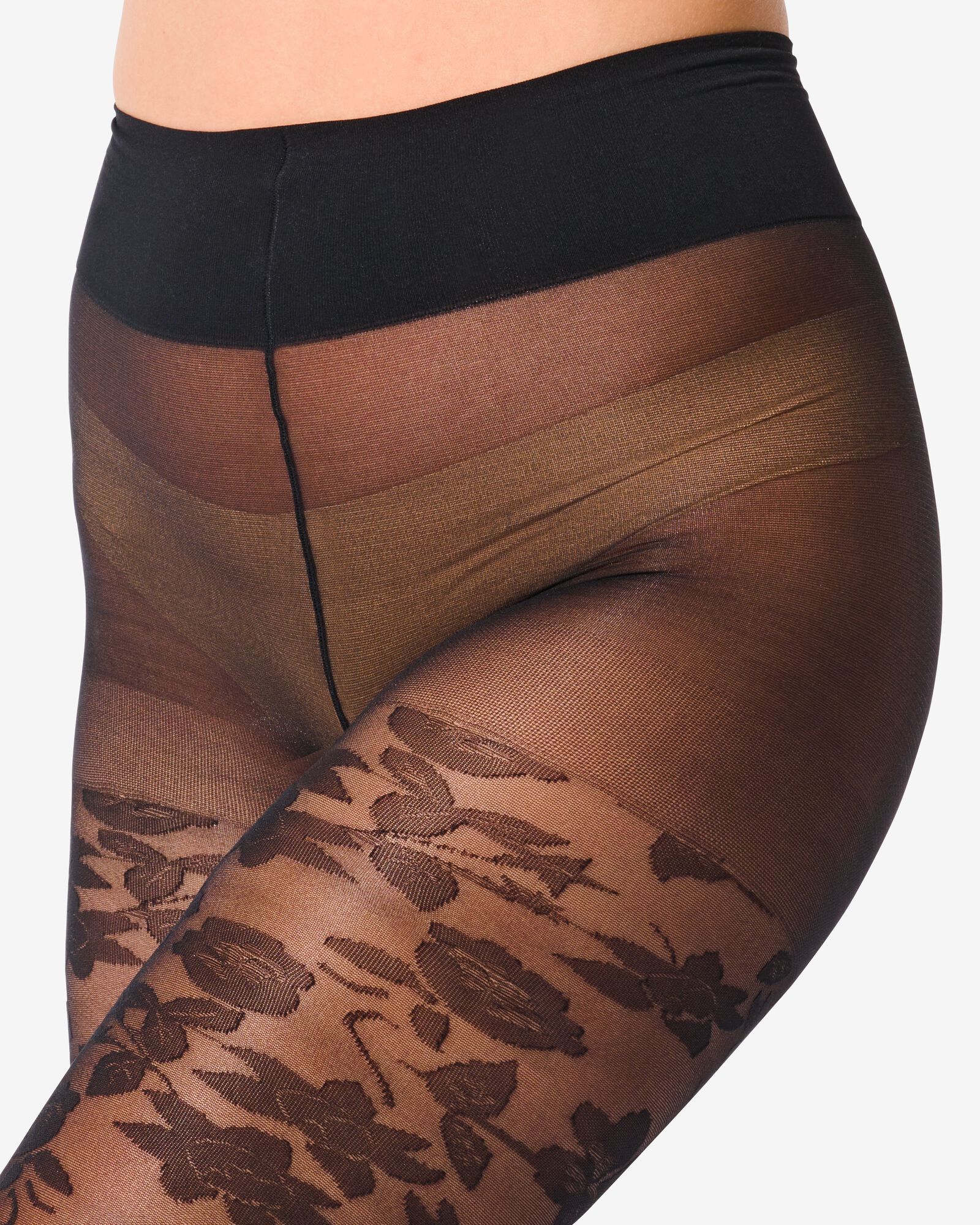 collant fashion avec fleurs 30D noir - 4060150BLACK - HEMA