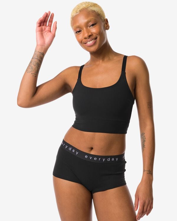 boxer femme coton ceinture everyday noir - 19672404BLACK - HEMA