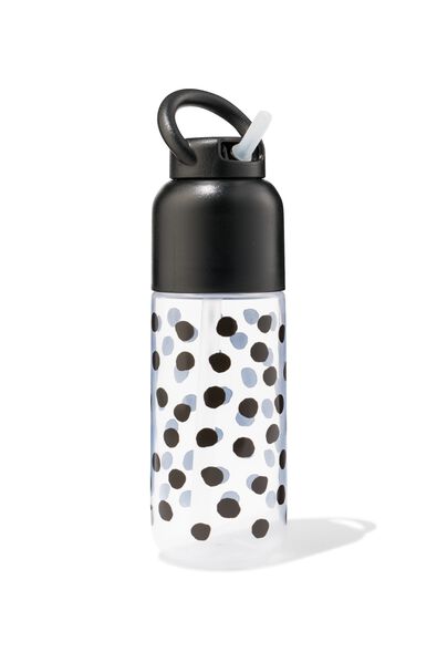 Trinkflasche mit Trinkhalm, Punkte, 300 ml - 80650075 - HEMA