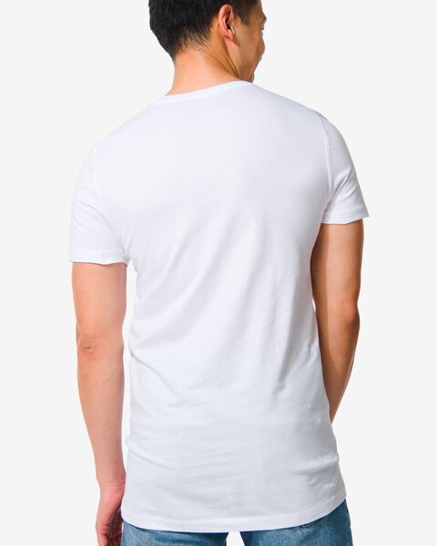 heren t-shirt regular fit o-hals extra lang - 2 stuks wit S - 34277063 - HEMA