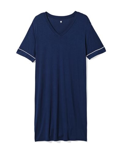 damesnachthemd viscose donkerblauw donkerblauw - 23410326DARKBLUE - HEMA