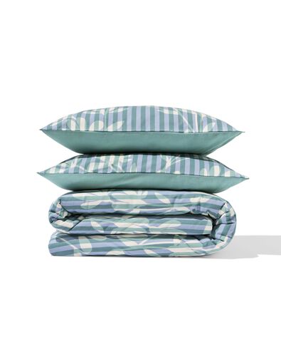 Bettbezug 200 &times; 200/220 cm, weiche Baumwolle, gestreift, gr&uuml;n-blau - 5720205 - HEMA