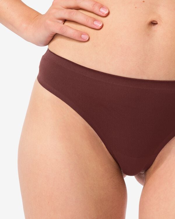 string femme seconde peau microfibre marron foncé - 19601334DARKBROWN - HEMA