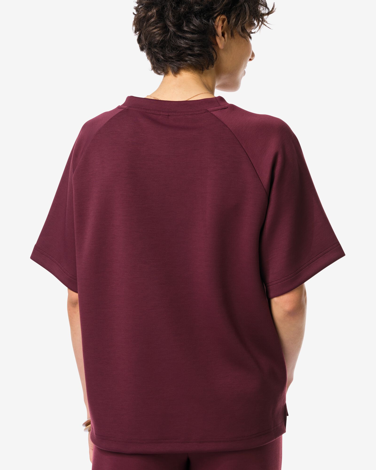 dames T-shirt Elly jersey relaxed fit bordeauxrood bordeauxrood - 36206840BURGUNDYRED - HEMA