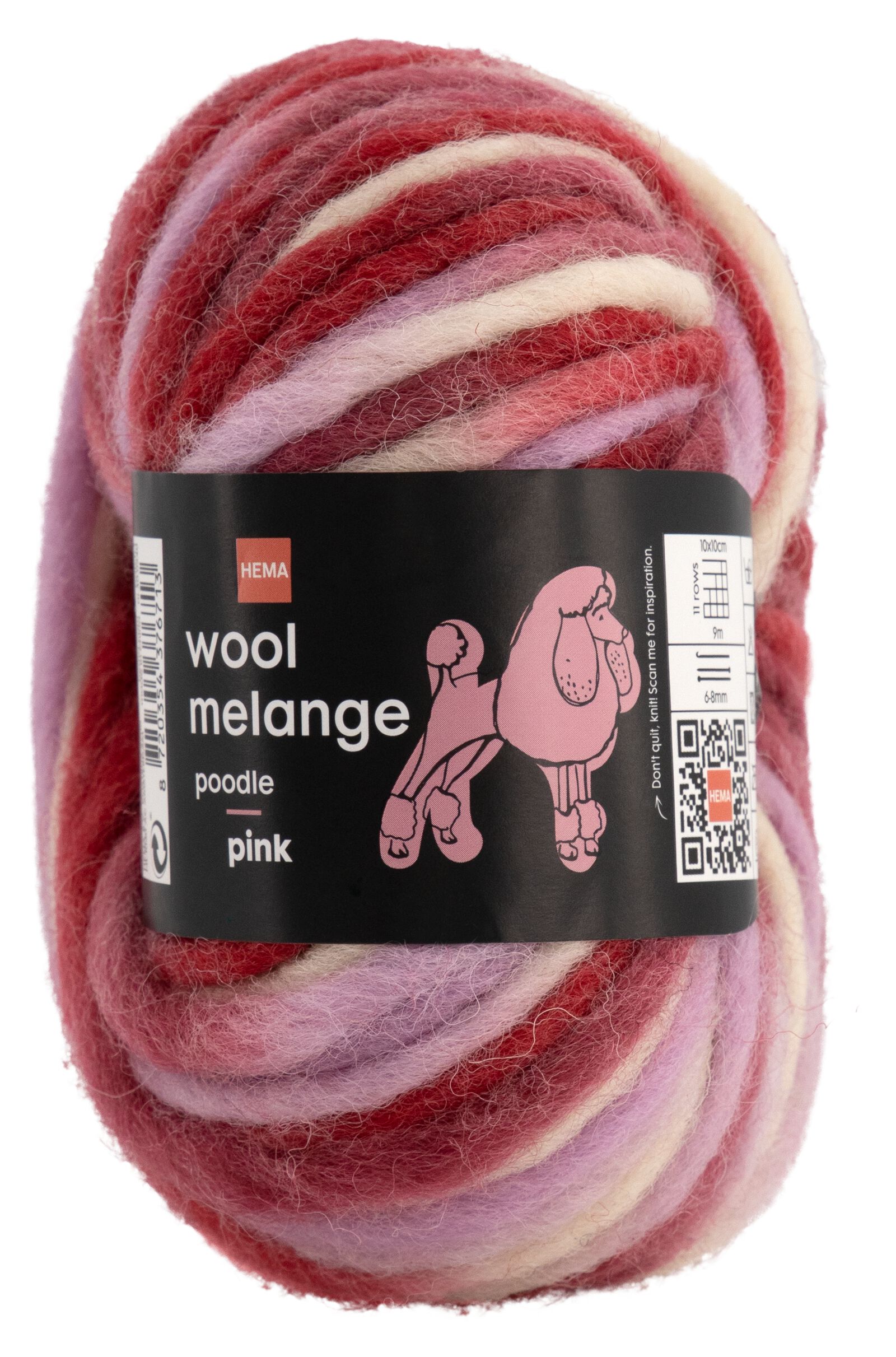 Garn, Wolle, 50 g, 40 m, rosameliert - 1400240 - HEMA