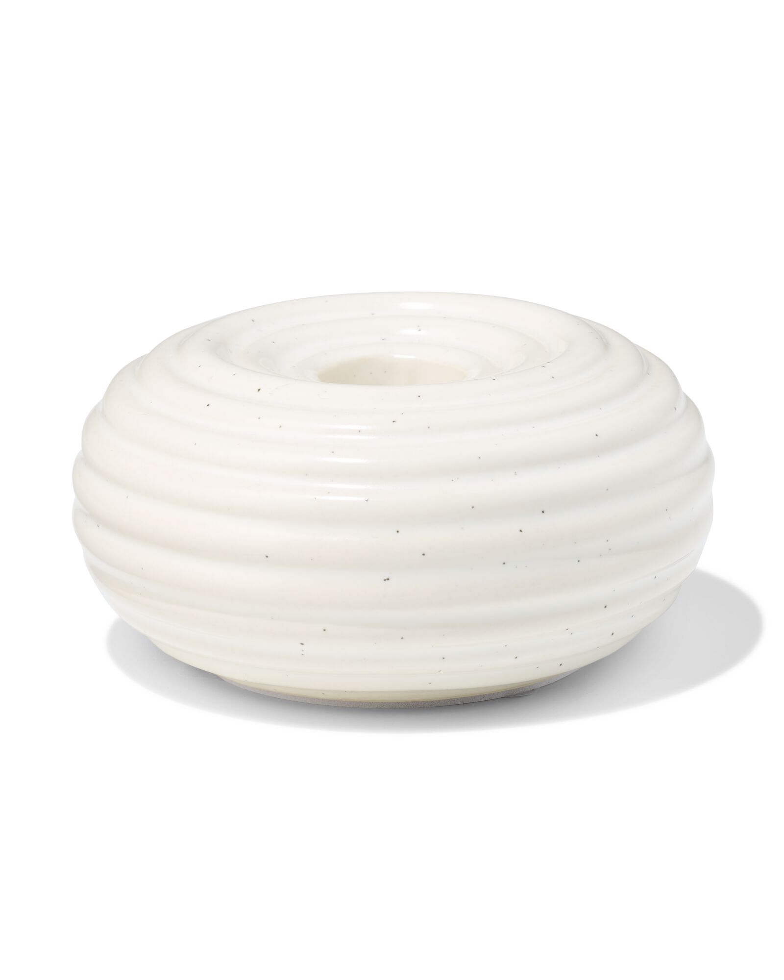 bougeoir 10,8x4,6 cm c&eacute;ramique nervur&eacute; mouchet&eacute; blanc - 13325039 - HEMA