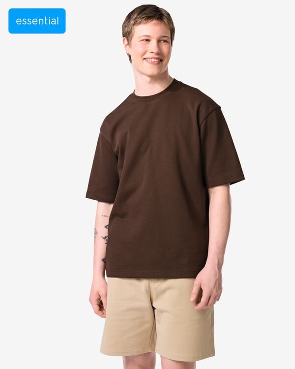 t-shirt homme Job coupe oversize marron fonc&eacute; marron fonc&eacute; - 2179030DARKBROWN - HEMA