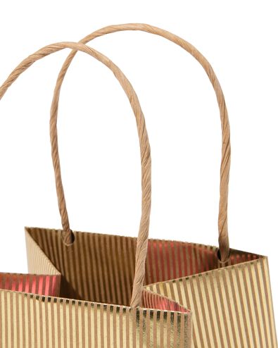 cadeautasje met venster 10x11x11cm kraft strepen goud - 61100427 - HEMA