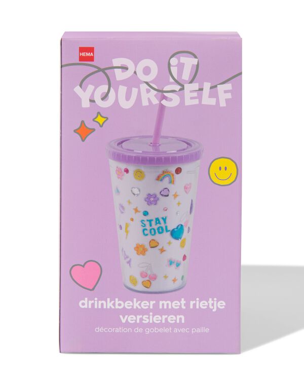 drinkbeker met rietje versieren - 15900570 - HEMA