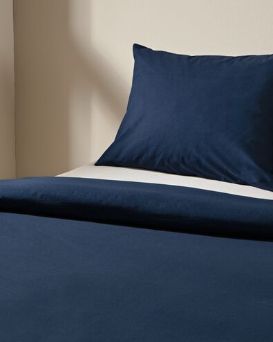 housse de couette 140x200/220cm en coton doux bleu fonc&eacute; - 5790128 - HEMA