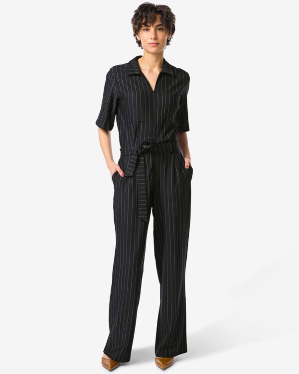 damesjumpsuit Eva jersey strepen zwart/wit zwart/wit - 36206550BLACKWHITE - HEMA