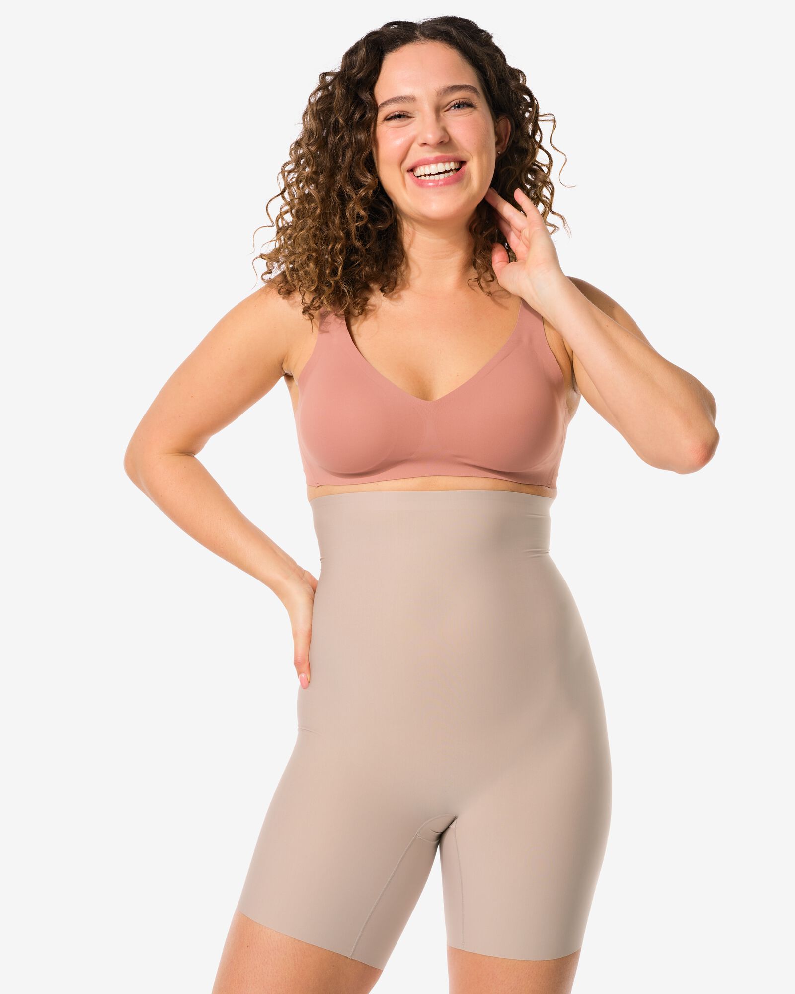 medium corrigerende biker extra hoge taille beige beige - 1000019526 - HEMA