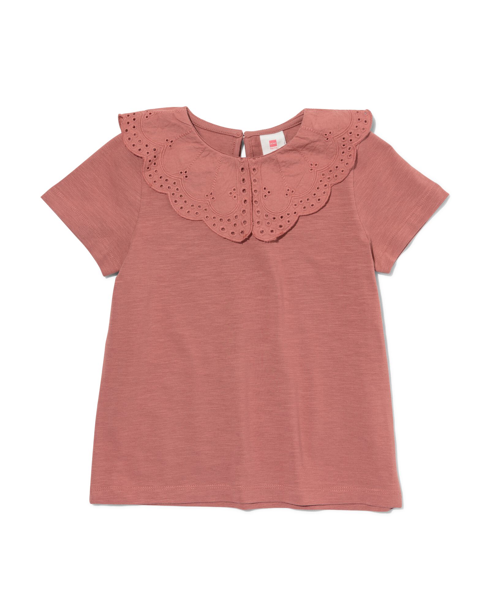 t-shirt enfant avec col en broderie roze 110/116 - 30874049 - HEMA