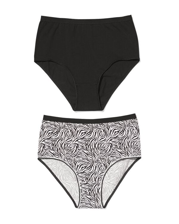 dames tailleslips katoen dier - 2 stuks zwart zwart - 19602044BLACK - HEMA