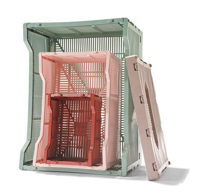 caisse pliable &agrave; lettres recycl&eacute;e taupe - 1000028958 - HEMA