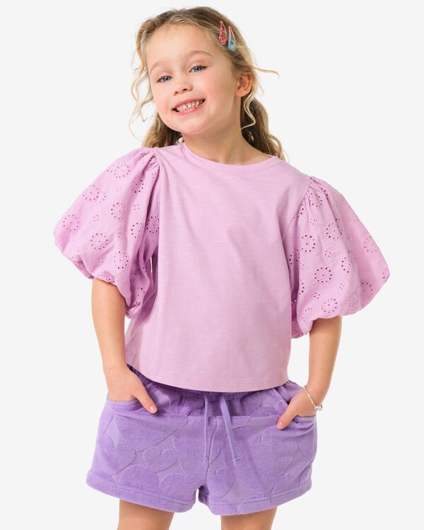 t-shirt enfant jersey brod&eacute; violet violet - 30826102PURPLE - HEMA