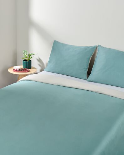 housse de couette 240x200/220 cm coton h&ocirc;tel satin vert - 5750154 - HEMA