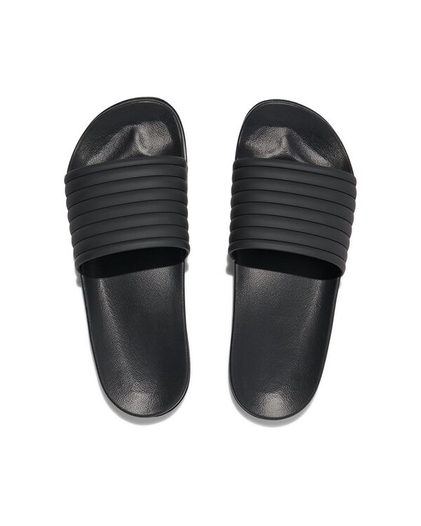 heren badslippers met ribbelband zwart zwart - 1000031063 - HEMA