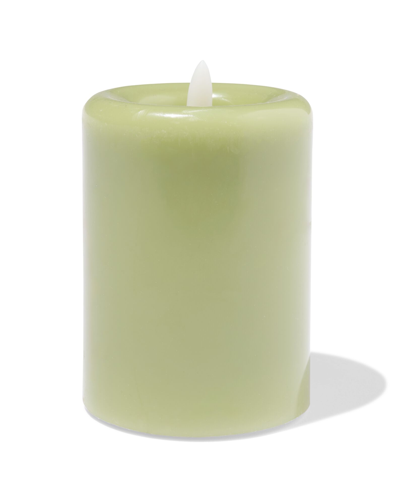 bougie cylindrique led ⌀7,5x10cm lisse vert - 13550165 - HEMA