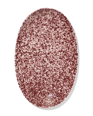 Servierschale 32 &times; 21 cm, oval, Steingut, Rot, gesprenkelt - 9650363 - HEMA