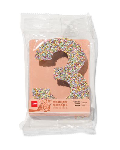 chiffre de fête 3 en chocolat avec perles multicolores - 10360004 - HEMA